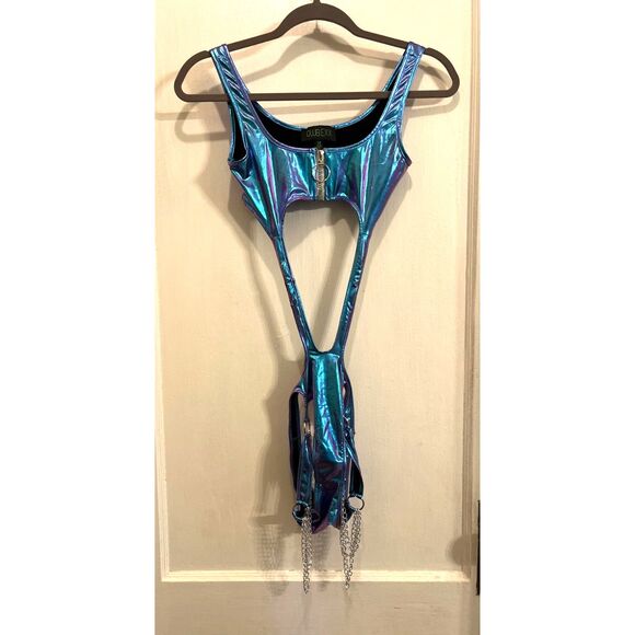 NWOT CLUBEXX Blue Indigo Atomic Bliss Cut Out Bodysuit Costume  Women's Size XS - Picture 2 of 10